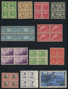 USA -  Mix of 46 different Mint Blocks - mix of hinged / never hinged