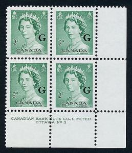 Canada O34 BR Block Plate 3 MNH Queen Elizabeth, Karsh