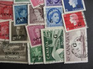 Canada 39 different used official overprinted or perfin stamps, nice group here!