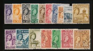 MALTA 246-262 USED F-VF QEII