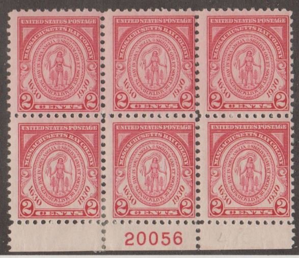 U.S. Scott #682 Massachusetts Bay Colony Stamp - Mint Plate Block