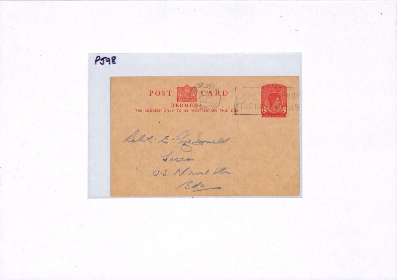 BERMUDA US NAVY KGVI Postal Stationery Card *RADIO SOCIETY* Hamilton 1954 PJ98