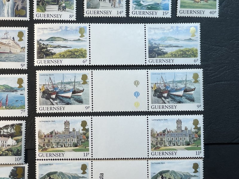 GUERNSEY # 283-302-MINT NEVER/HINGED--COMPLETE SET OF GUTTER PAIRS--1984-85