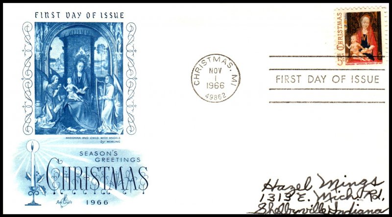 US 1321 Christmas Madonna Artcraft Pen FDC