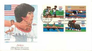 First Day Cover, Four 15 Cent  Olympic Stamps, 1980 Olympics