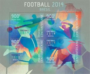 Central Africa - 2014 Football Brazil 2014 - 4 Stamp Sheet - 3H-647