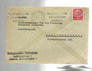 1941 Germany Kattowitz Cover Volks Deutsche Commisar at Camp to Berlin