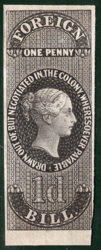 CEYLON Classic QV Revenue Stamp 1d Black FOREIGN BILL (1862) PROOF Mint MNG WHB1