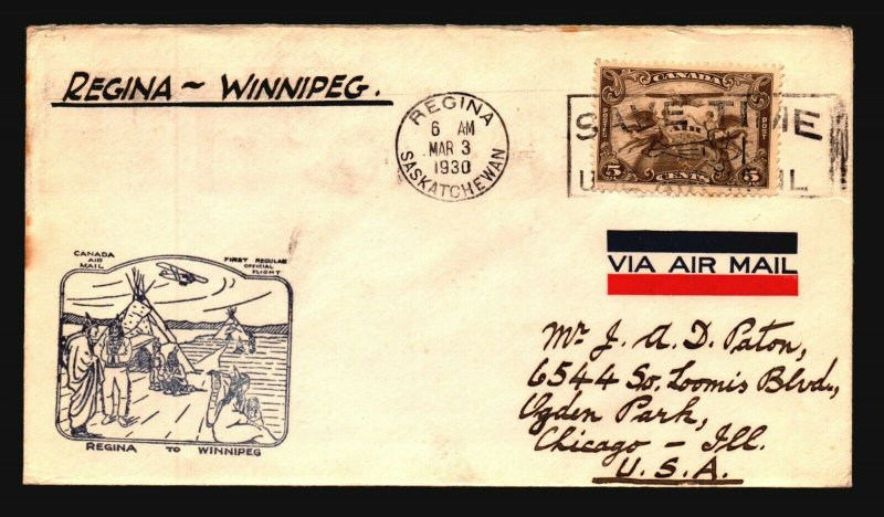 Canada 1930 FFC Regina to Winnipeg - L2071