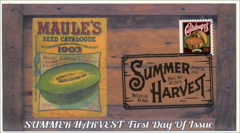 2015, Summer Harvest, Cantaloupes, BW Pictorial, FDC, 15-189