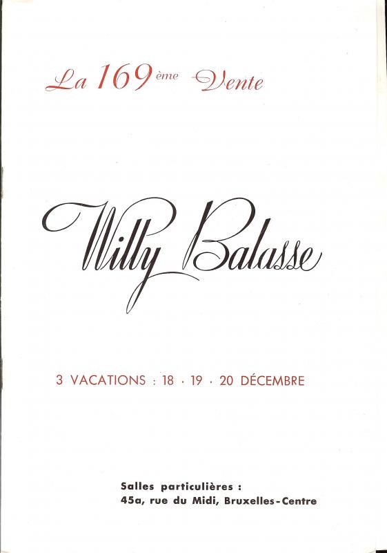 Balasse: Sale # 169  -  169eme Vente Willy Balasse, Balas...