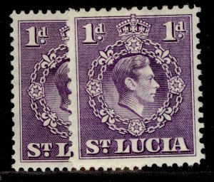 ST. LUCIA GVI SG129 + 129a, 1d PERF VARIEITES, M MINT.