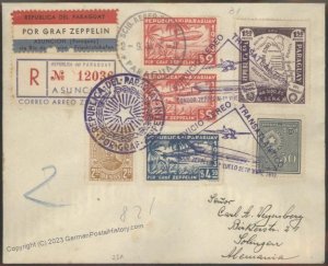 Paraguay 1933 Graf Zeppelin 6th SAF Mi336B Registered Germany  Cover 111098