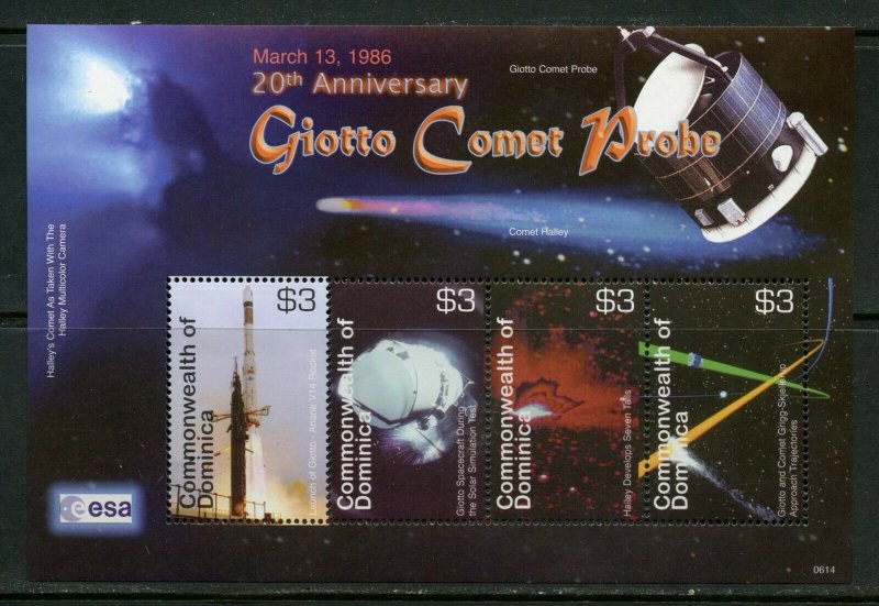 DOMINICA  20th ANNIVERSARY OF GIOTTO COMET PROBE SHEET MINT NH 