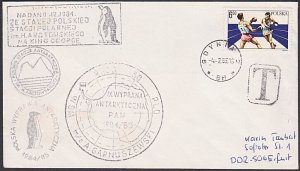 POLAND ANTARCTIC EXPEDITION 1985 taxed cover - Penguin cachets etc.........a2959