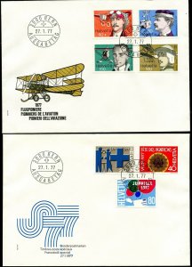 SWITZERLAND Sc#620-631,657-658 1977-78 5 Complete Sets on Cacheted Unaddr. FDCs