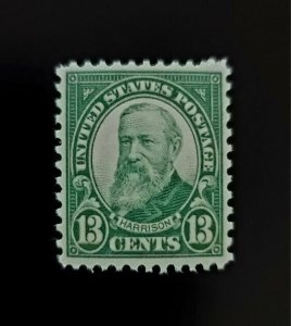 1931 13c Benjamin Harrison, 23rd President, Yellow Green Scott 694 Mint F/VF LH