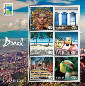 Guyana - 2013 - Sites And Scenes Of Brazil - Sheet Of 6 - MNH
