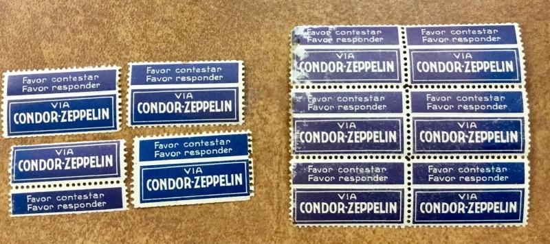 {BJ STAMPS} Condor-Zeppelin mailing etiquettes 10 with original gum 1930s