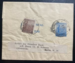 1910s Buenos Aires Argentina Commercial Wrapper Cover To Bank Berlin Germany