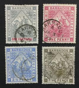 MOMEN: BARBADOS SG #516-517 CROWN CC 1897 USED £23 LOT #1222