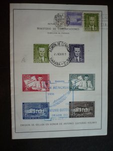 Stamps -Cuba- Scott# C49c - Used Post Office Announcement with6 Stamps - Imperf