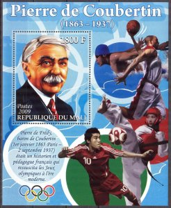 Mali 2009 Olympics Pierre de Coubertin S/S MNH