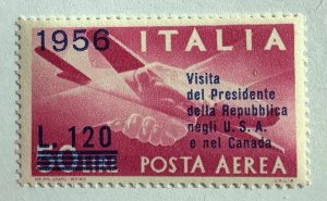 Italy 1956 Scott C136 MNH - 120 on 50 L,  Visit of President in the US & Canada