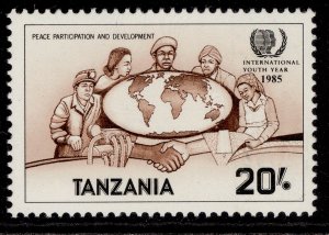 TANZANIA QEII SG454, 1986 20s reddish brown, pale brown & black, NH MINT.