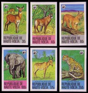 Upper Volta WWF Endangered Animals 6v imperf SG#528-533 SC#506-511 MI#760-765