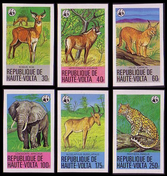 Upper Volta WWF Endangered Animals 6v imperf SG#528-533 SC#506-511 MI#760-765