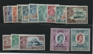 Cyprus #183 - #197 Very Fine Never Hinged