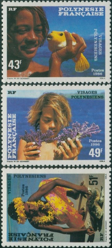 French Polynesia 1986 Sc#430-432,SG473-475 Polynesian Faces set MNH