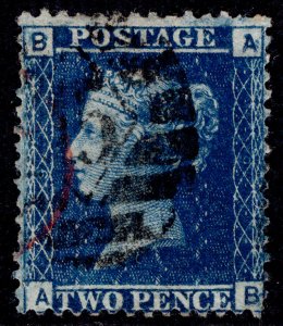 GB QV SG45, 2d blue plate 9, USED. Cat £15. AB