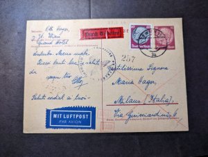 1940 Express Germany Airmail Postcard Cover Vienna 15 to Milan Italy