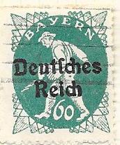 Bavaria #263  60pf blue green   Sower  (U) CV $1.40