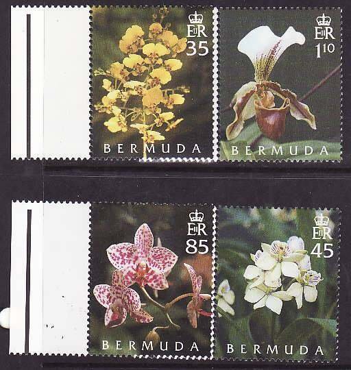 Bermuda-Sc#888-91- id9-unused NH set-Flowers-Orchid Society-2004-