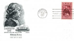 KENTUCKY STATE FAIR LAFAYETTE DAY OFFICIAL CACHET COVER AND FDC LOUISVILLE 1957