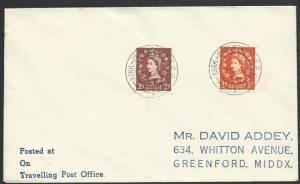 GB 1957 cover YORK - SHREWSBURY TPO railway cancel.........................50586