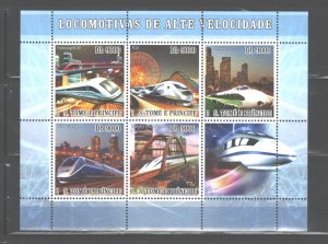 S TOME E PRINCIPE 2007 TRAINS M.S.. #1755  MNH