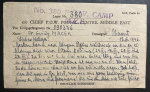 1946 Italian Prisoner Of War MEF POW Postcard Cover To Vienna Austria DR Macek