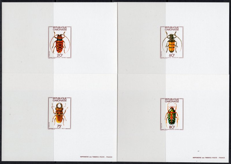 Gabon 1978 Sc#404/407 INSECTS (coleopteras) 4 DELUXE Souvenir Sheets IMPERF. MNH