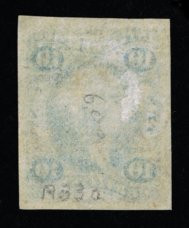 GENUINE SCOTT #R33a F-VF 1862-71 BLUE 1ST ISSUE REVENUE CERTIFICATE IMPERFORATE