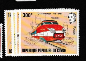 Congo Peoples Republic Train SC 627-30 MNH (3gem)