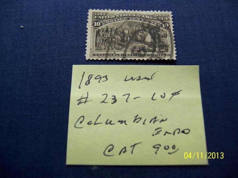 1893 #237 10c COLUMBIAN EXPO $9.00