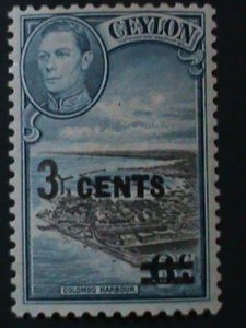 ​CEYLON-1940-SC#291-SURCHARGE-KING GEORGE VI-MLH VF-83 YEARS OLD LAST ONE