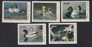 US NE1-NE5 Nebraska State Duck Stamp Mint NH SCV $55