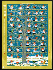 Denmark 1991 Imperforate Christmas Stamp Sheet Of 50