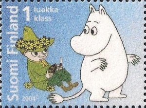 Finland Finnland Finlande 2004 Moomins Tove Jansson stamp in velvet paper MNH