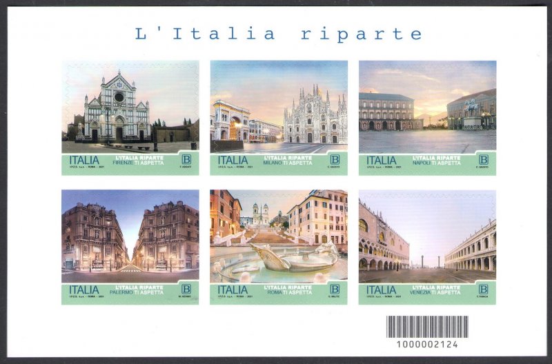 2021 Italy - Republic, Tourism - Italy Restarts, Souvenir sheet - Mi